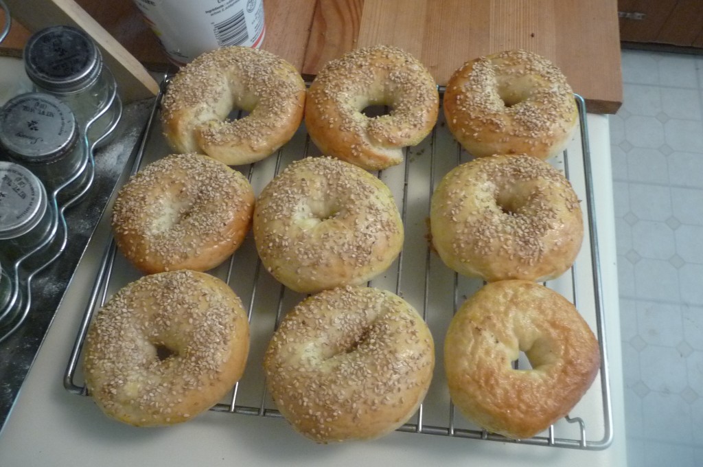 Homemade bagels for lunch