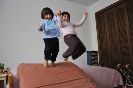 jumping together