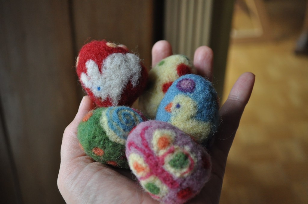 Felted eggs bunch