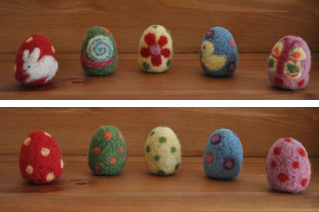 felted eggs